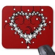 Tattoos 0081 BLACK WHITE RED LOVE HEART TATTOO Mouse Pad