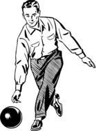 vintage image of a man playing bowling