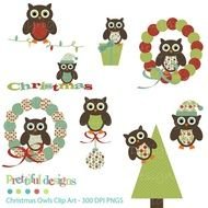 Christmas Owls Clip Art N19