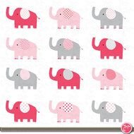 Cute Baby Pink Elephant Clip Art
