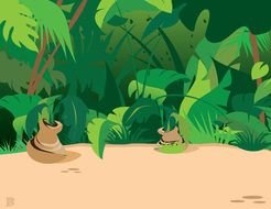 painted tropical beach and jungle