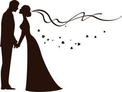 silhouettes of lovers drawing