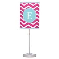 Gray And Pink Chevron Custom Monogram Desk Lamp
