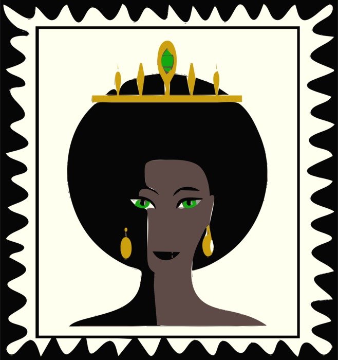 Colorful cartoon woman with the crown clipart