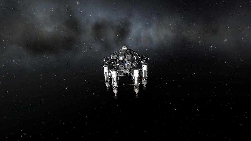 spaceship in a black galaxy