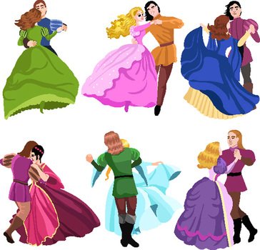 Cartoon Prince And Princess Dancing