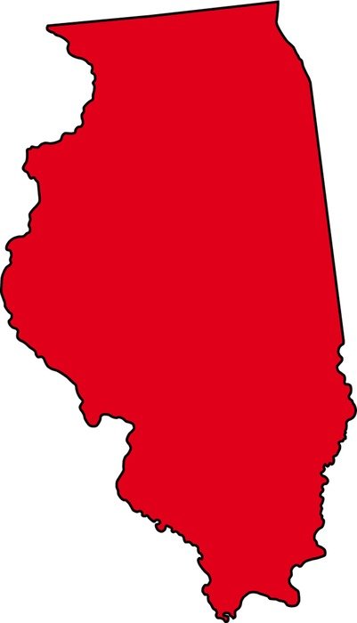 Illinois State Map Outline Colored Red