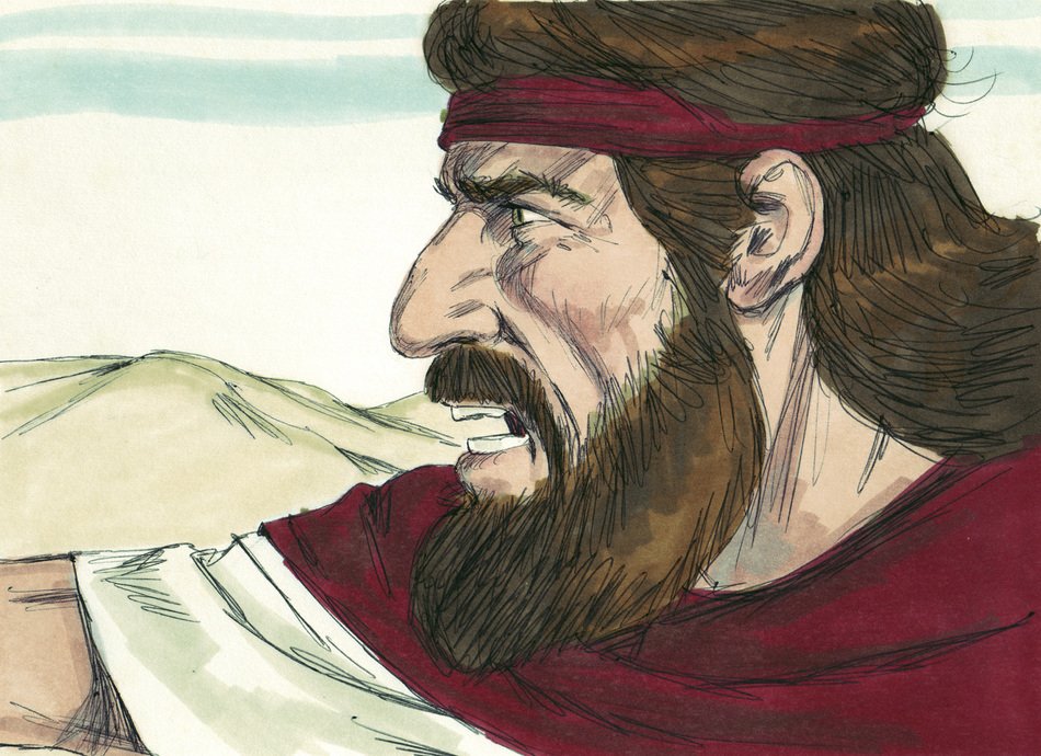 Colorful drawing of Elijah vs Baal clipart