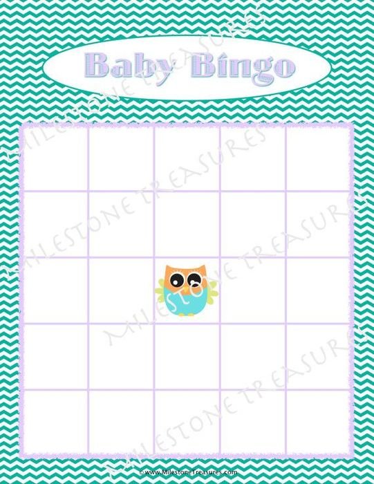 Baby Bingo Game For Instant Download Emerald Chevron Clipart Can Be