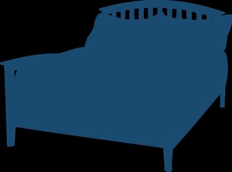 blue silhouette of a bed