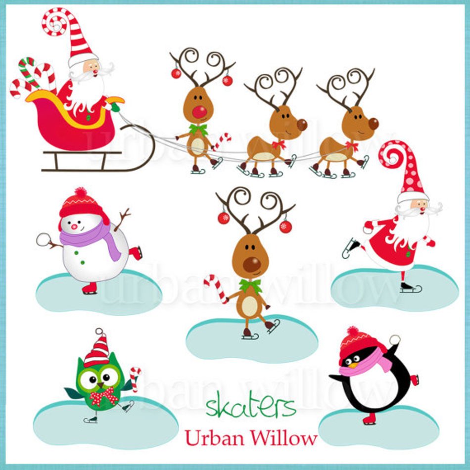 CHRISTMAS SKATERS Png Clip Art Images 300 Dpi Print Quality
