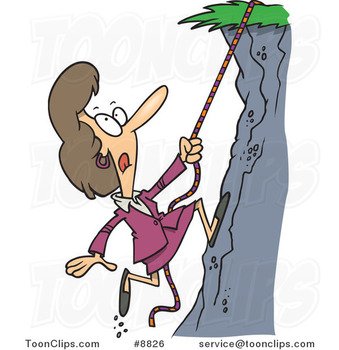 Woman Climbing Mountain Cartoon