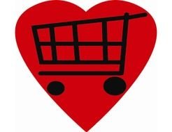 basket in a red heart as a picture for clipart