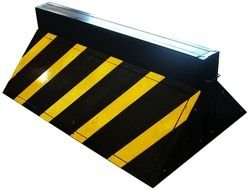 black barrier with yellow stripes