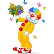 Cute Clown with bouquet, drawing