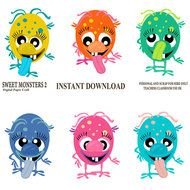 Clipart Sweet Monsters 2 For Card Design Scrapbooking And Web