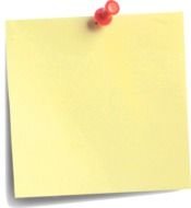 yellow note sheet with red button
