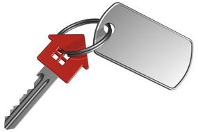 House Key with empty tag on keychain