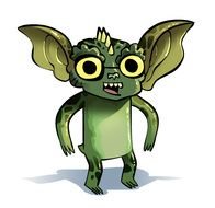 green gremlin on a white background