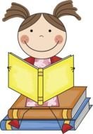 Girl reading books clipart