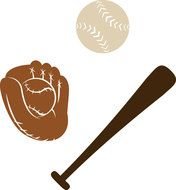 Baseball Bat And Glove as a graphic illustration