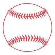 Baseball ball, white and red drawing