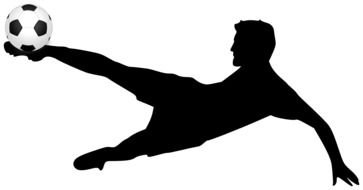 silhouette of a soccer player scoring a goal