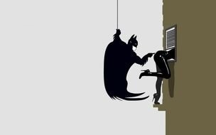 Batman and lady cat climb the wall