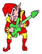 Clip art of playing on an electric guitar elf