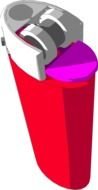 red lighter on a white background