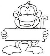 monkey holding a sign as a graphic illustration
