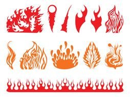 various flames as a picture for clipart