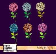 Free Flower Clip Art In Six Different Color Combinations