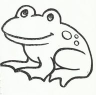 Black and white outline drawing of the frog clipart