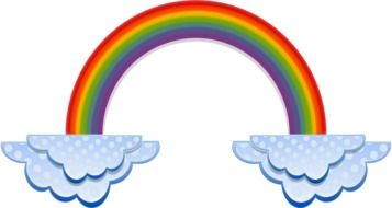 Colorful rainbow in the shining clouds clipart