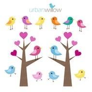 Clip art of Love Birds and trees