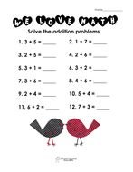 Valentines Day Math Addition Worksheets