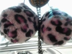My Pink Leopard Fuzzy Dice