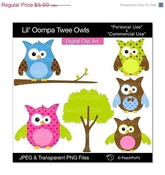 Owl Clipart Digital Clip Art Lil Oompa Twee Owls N2
