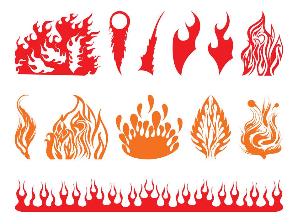 various flames as a picture for clipart