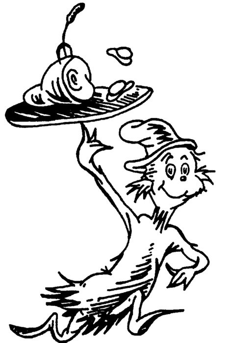 Dr. Seuss with plate of meat