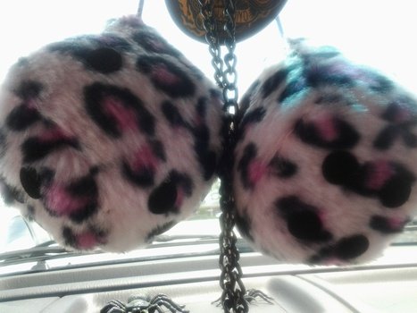 My Pink Leopard Fuzzy Dice