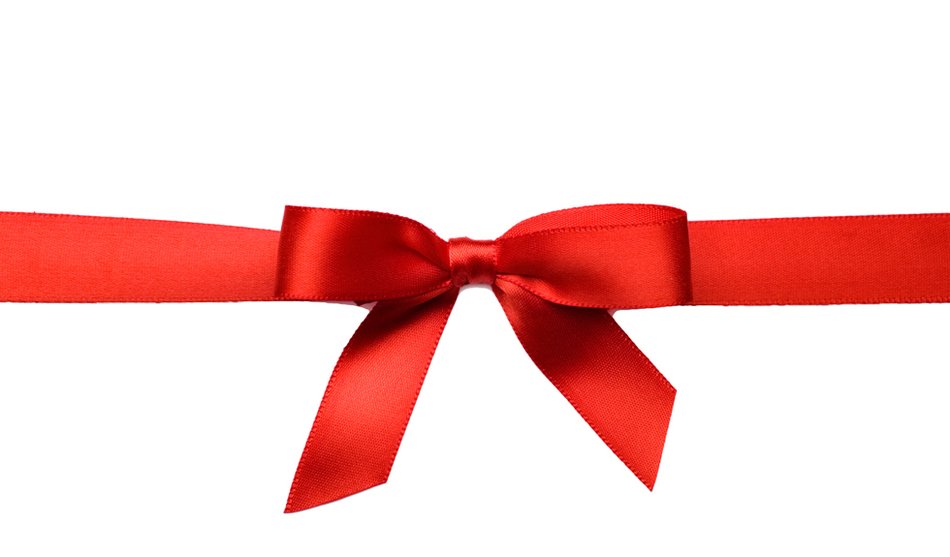 red ribbon on the white background