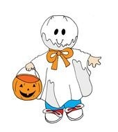 cartoon person in halloween costume with scary pumpkin