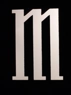 White Letter M on a black background