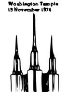 black drawing of a church on a white background
