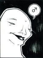 drawing of a scary woman on a black background