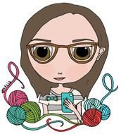 cartoon girl with knitting