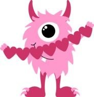 Valentine Love Monster With The Hearts clipart