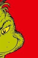 Colorful Grinch Face on the red background clipart